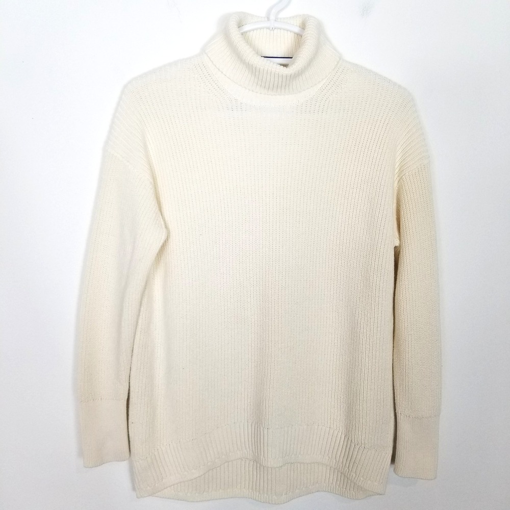 J. Crew Women Ribbed Cotton Cashmere Turtleneck Pullover‎ Sweater Sz XS Relaxed